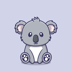 Cute Baby Koala Bear Cartoon Mascot Character Adorable and Cuddly Animal with Big Eyes Sitting Down on the Ground