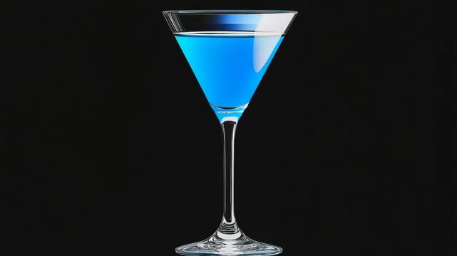 Close-up of a martini glass filled with blue liquid, evoking the sensation of relaxation and enjoyment often associated with cocktails. - Powered by Adobe