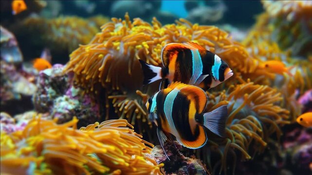 Vibrant clownfish amidst a coral reef, indicative of healthy marine ecosystems.
