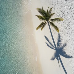 Aerial View Tropical Palm Tree Beach Ocean Summer Vacation
