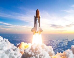 Space Shuttle Launch with Sunrise.