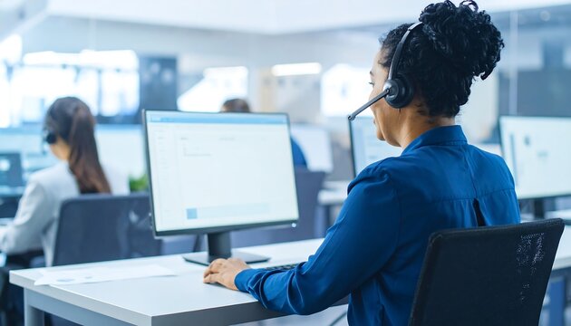 Diverse call center agents working - Powered by Adobe