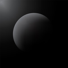 Dark gray sphere. Gradient shading illustration. Vector cosmic object. Abstract planet symbol.