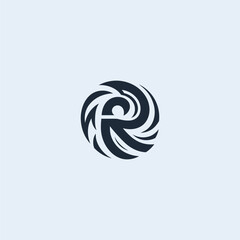Sleek abstract 'R' logo for tech startups and creative agencies.