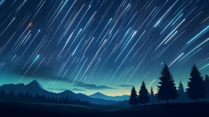 Night sky with shooting stars animation - Powered by Adobe