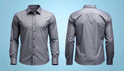 Studio Shot of Front and Back View Long Sleeve Shirt Mockup