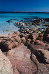 Crystalline transparencies and granite in Capriccioli. Porto Cervo, Costa Smeralda, Olbia, Sardinia. Italy.
