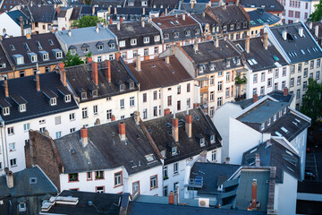 Old Residential Buildings in Frankfurt City. Aerial View. Hesse, Germany