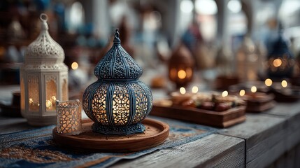 Elegance of Lanterns and Festive Table Setting with Ornate Designs