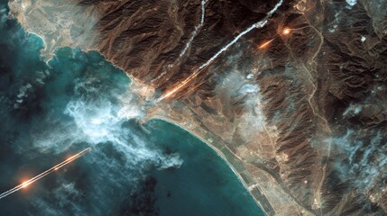 Aerial view of coastal landscape