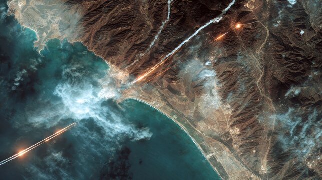 Aerial view of coastal landscape