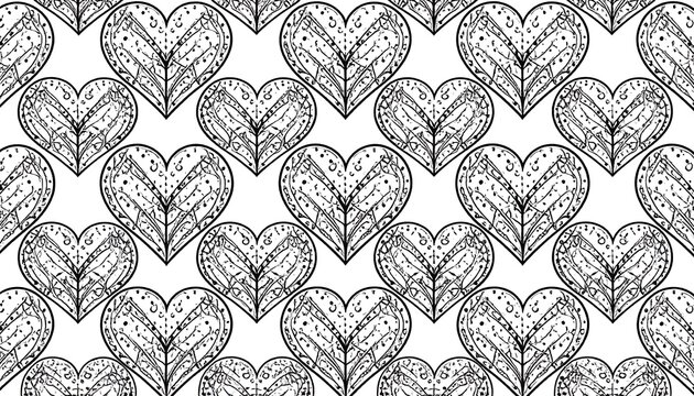 Fototapeta Elegant heart-themed seamless vector pattern ideal for romantic backgrounds