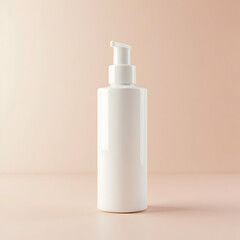 Cosmetic Bottle with Pump Dispenser on Soft Background for Product Mockup