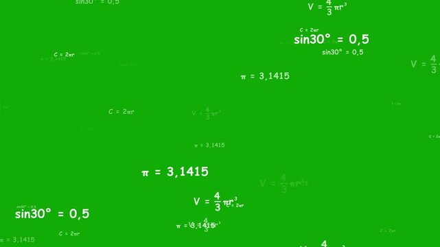 Mathematics Equations Flying on Solid Color Background. Zooming Math Formula Motion Graphic Loop. Flying algebra, geometry, physics, and calculus equations create a dynamic academic motion graphic. - Powered by Adobe