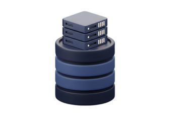 Modern 3D data server stack representing cloud computing and data storage solutions for businesses