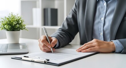 Businessman Signs a Formal Contract at an Office Desk, Emphasizing Concepts of Legal Agreements and Executive Paperwork. Signing the Agreement, business contract. business concept.