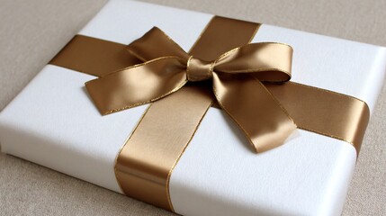 Elegant Christmas gift wrapping, metallic gold paper, silk ribbons, luxury holiday packaging 