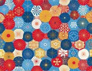 Colorful patterned umbrellas