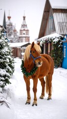 Horse in winter wonderland