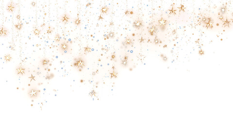 A lot of falling and flying glittering sequins on a white or transparent background. design element. new year. decoration. stars and particles.