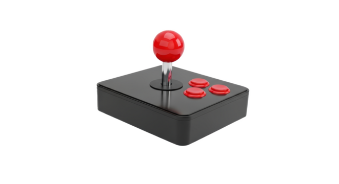 Arcade joystick controller retro gaming device black and red joystick for video games and console gaming