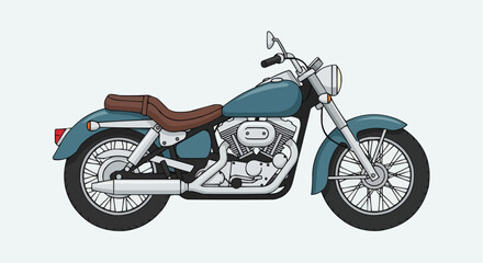 Obraz premium Stylish Vector Graphic Showcasing a Custom Cruiser Motorcycle, Embodying the Spirit of the Open Road and Classic Vehicle Design