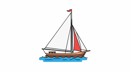 Obraz premium Sailing Boat Illustration A Nautical Vector Graphic on the Water