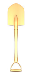Golden shovel with shiny surface symbol of wealth 3d render