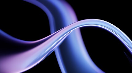 abstract glowing iridescent glass ribbons with blue violet light on dark