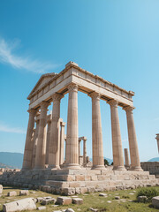 Obraz premium Mausoleum At Halicarnassus: Ancient Seven Wonders Ruin in Bodrum Town