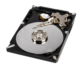  the internal components of a Hard Disk Drive on transparent background