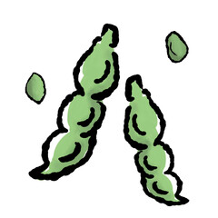 手描き風枝豆のイラスト（水彩・背景透過PNG）