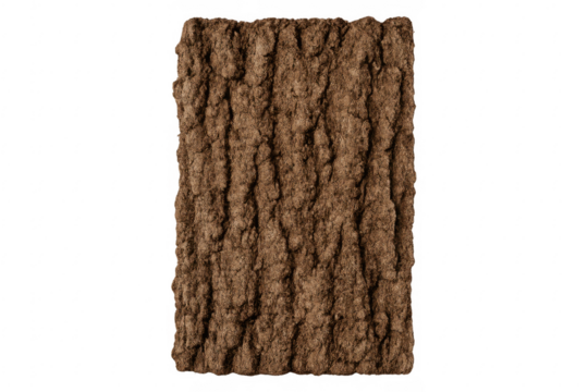Seamless tree bark texture on transparent background, showing detailed cracks and ridges