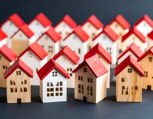 Miniature wooden houses in various styles