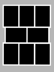 Photo collage with eight blank vector frames for visual storytelling
