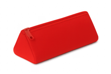 Red triangular pencil case isolated on transparent background