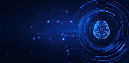 Abstract graphic of a brain within a digital circuit