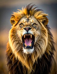 Majestic lion roar