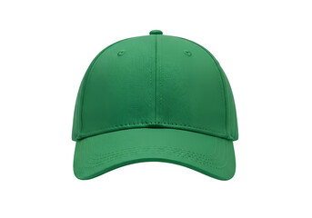 A vibrant, emerald green baseball cap is centered against a black background.