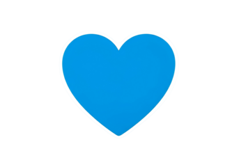 A simple, vibrant blue heart shape stands out against a pure black background.