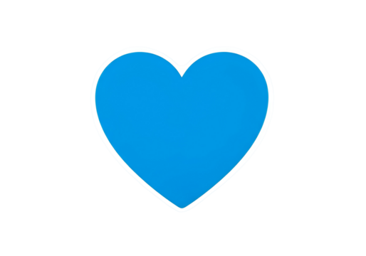 A simple, vibrant blue heart shape stands out against a pure black background. - Powered by Adobe
