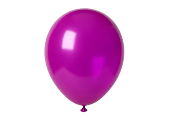 A glossy, vibrant purple balloon stands out against a pure black backdrop.