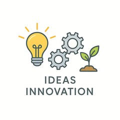 Minimalist Concept of Ideas and Innovation with Lightbulb and Gears. Creative Conceptual Illustration of Innovation and Growth.