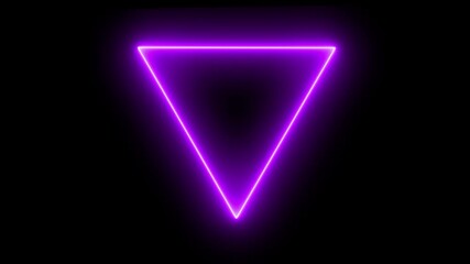 Glowing neon triangle icon animation on black background. Abstract neon triangle frame animation. Neon triangle shape, Seamless looping background. - Powered by Adobe