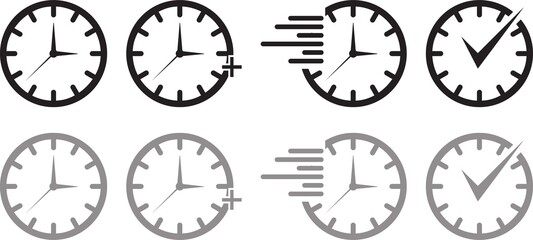 Time Clock Vector Icons Set