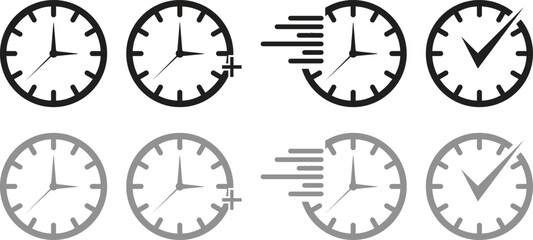 Time Clock Vector Icons Set