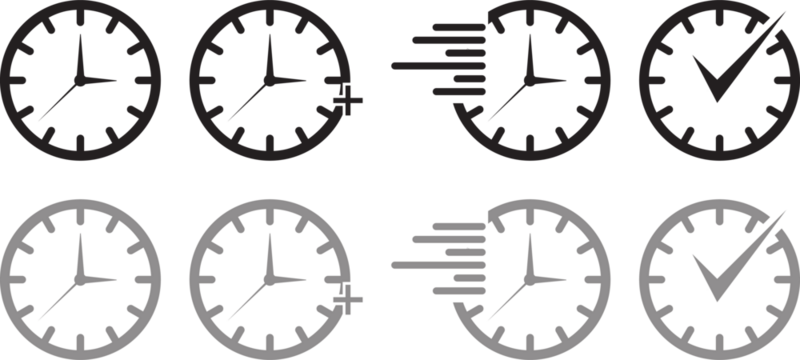 Time Clock Vector Icons Set