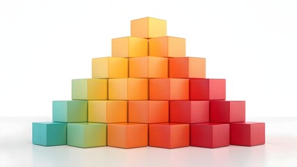 Vibrant gradient blocks stacked into a pyramid symbolizing growth progress and success