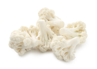 Fresh raw cauliflower florets isolated on white
