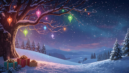 Naklejka premium Fantasy Rainbow Christmas Wonderland